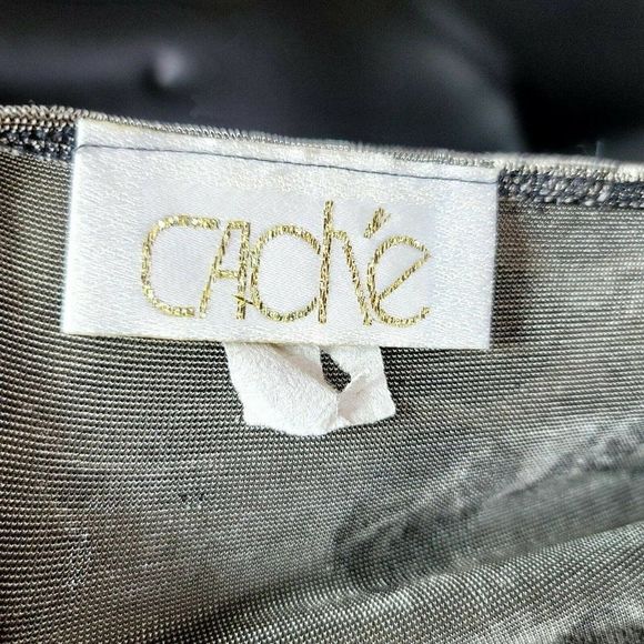 Vintage 90s Cache Womens S‎ Gold Rose Floral Stretchy Crop Top Short Sleeve - Picture 5 of 6